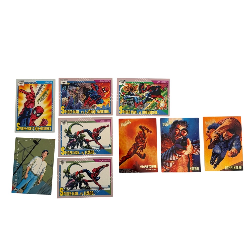 Marvel Spider-Man Trading Card Lot 1991 Impel Fleer Ultra‎ Lizard Kraven 9 Cards